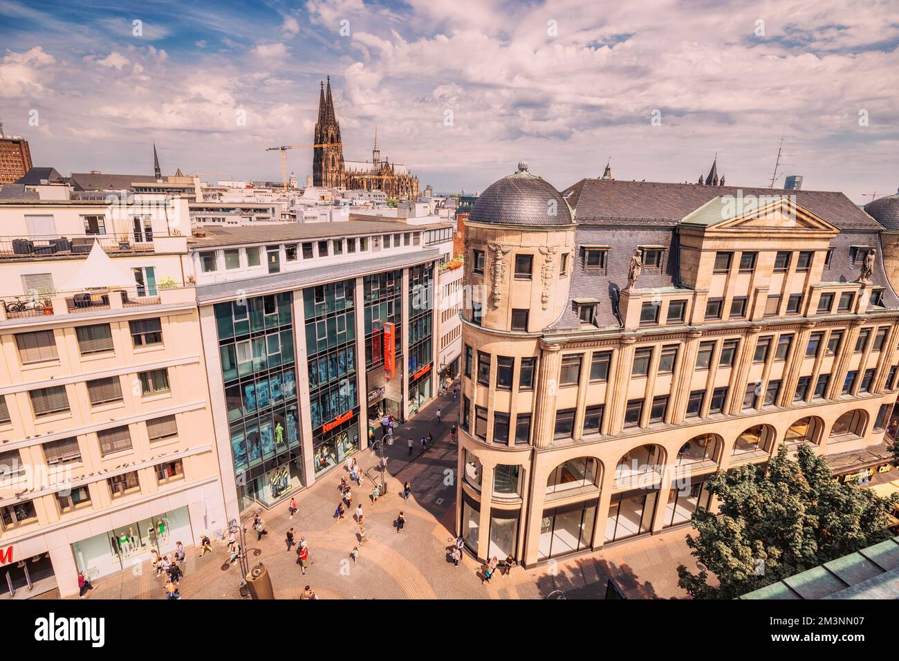 Gen Re Building Cologne 29 July 2022, Cologne, Germany: Aerial cityscape view of a popular ...
