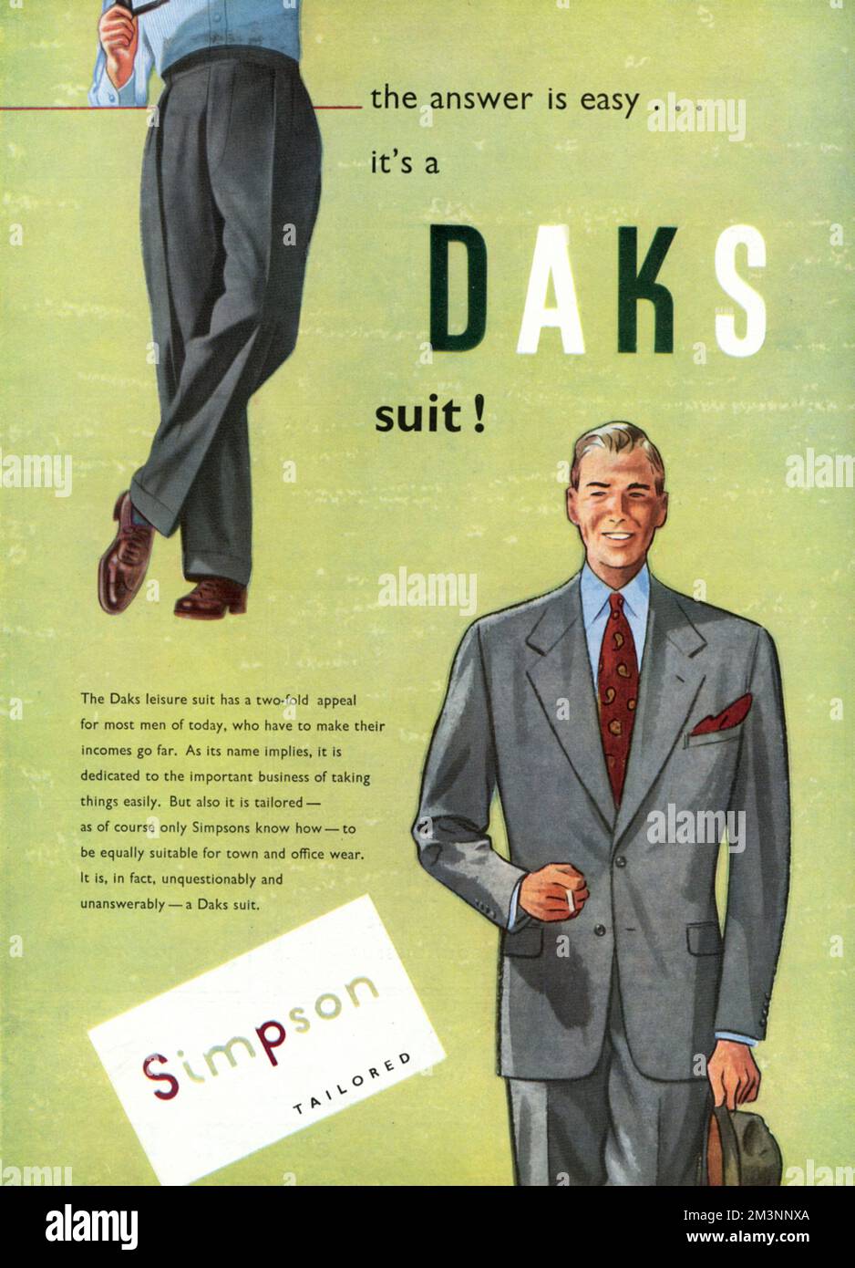 Advertisement for Daks suits from Simpson of Piccadilly featuring a well turned out chap.     Date: 1953 Stock Photo