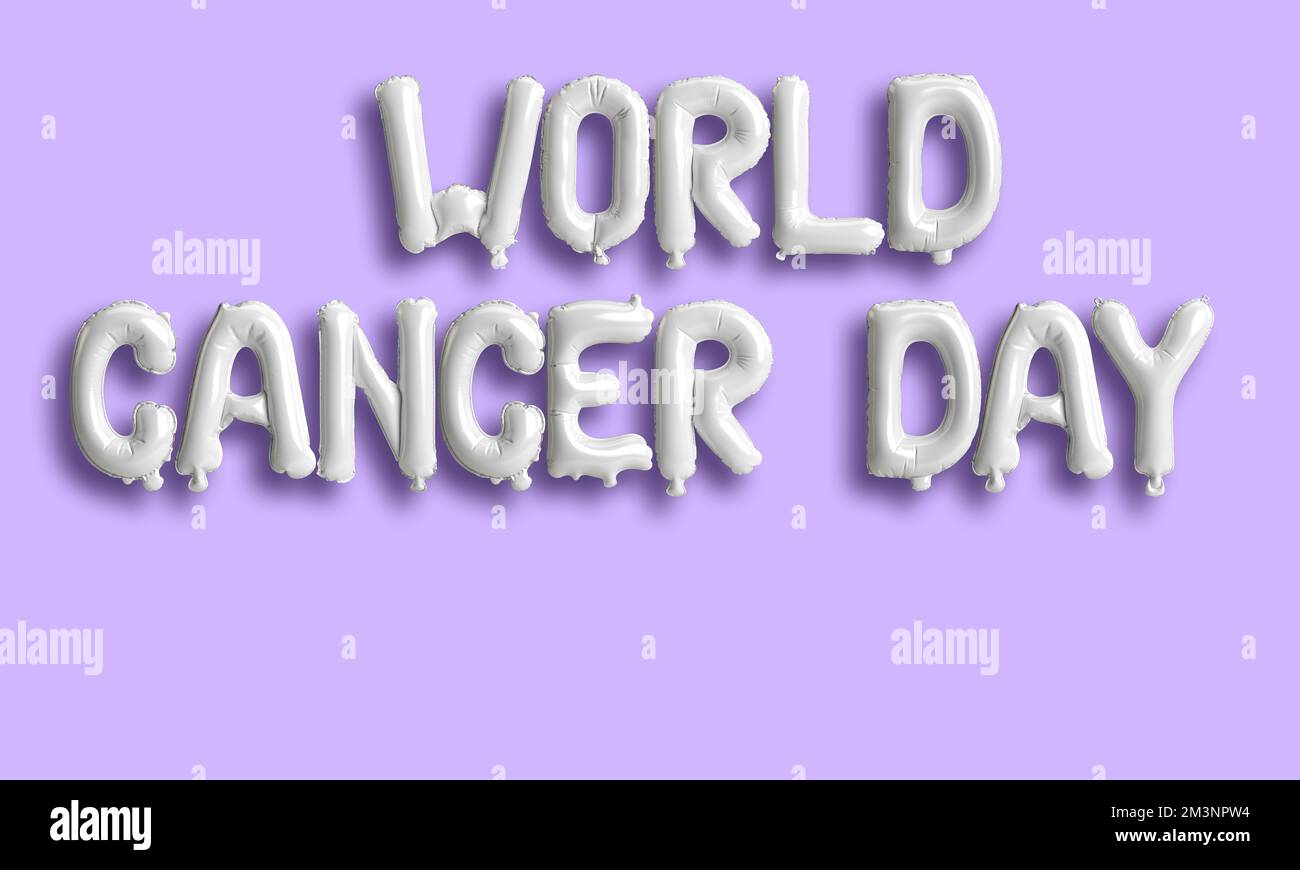 3d illustration of letter world cancer day balloons isolated on background Stock Photo