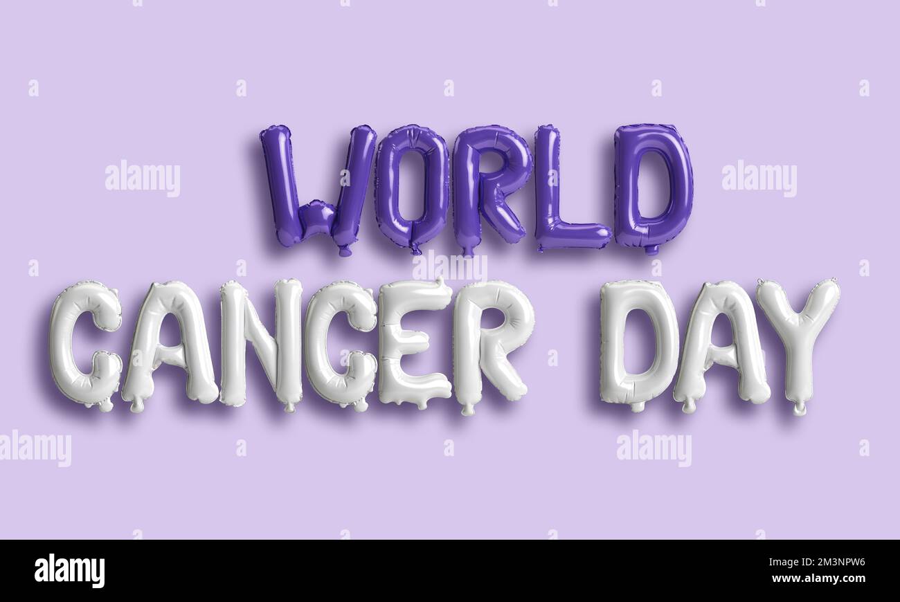 3d illustration of letter world cancer day balloons isolated on background Stock Photo