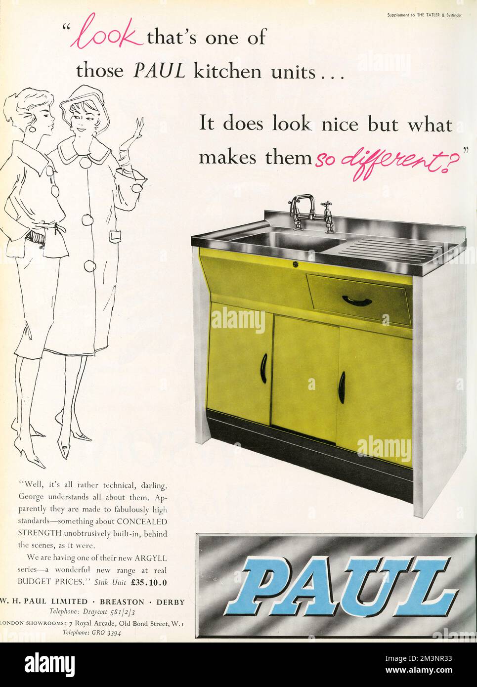 Advertisement for Paul kitchen units, 1960 Stock Photo