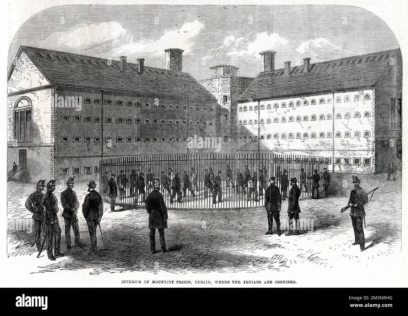 Interior of Mountjoy Prison, Dublin, where the fenians are confined.      Date: 1866 Stock Photo