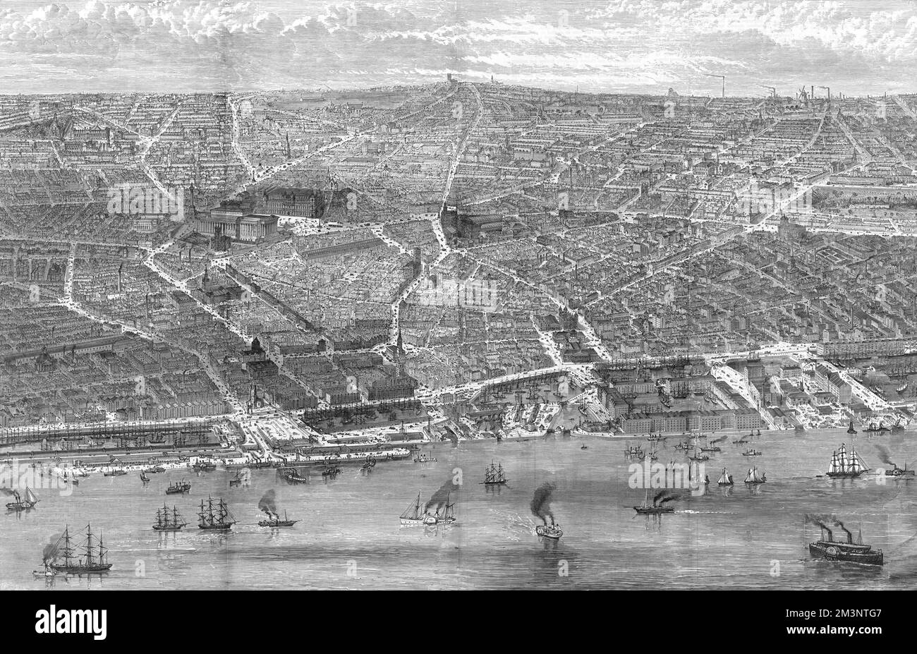 Liverpool bird's eye view, 1886 Stock Photo