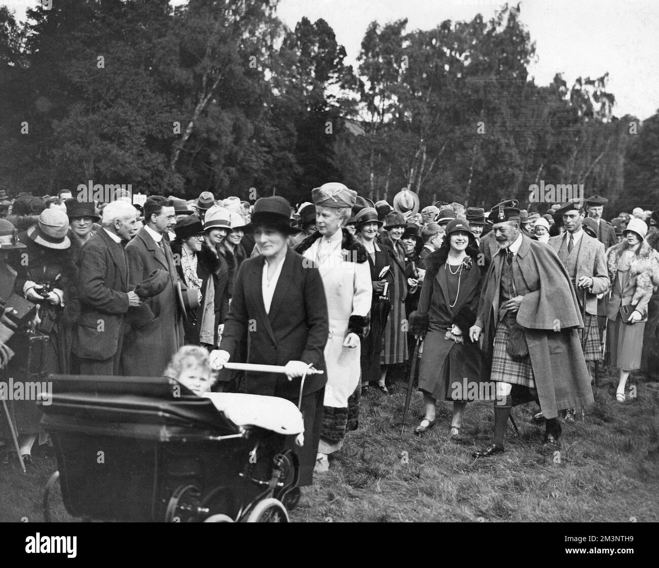 The Royal Family at a garden party at Balmoral Castle. Stock Photo