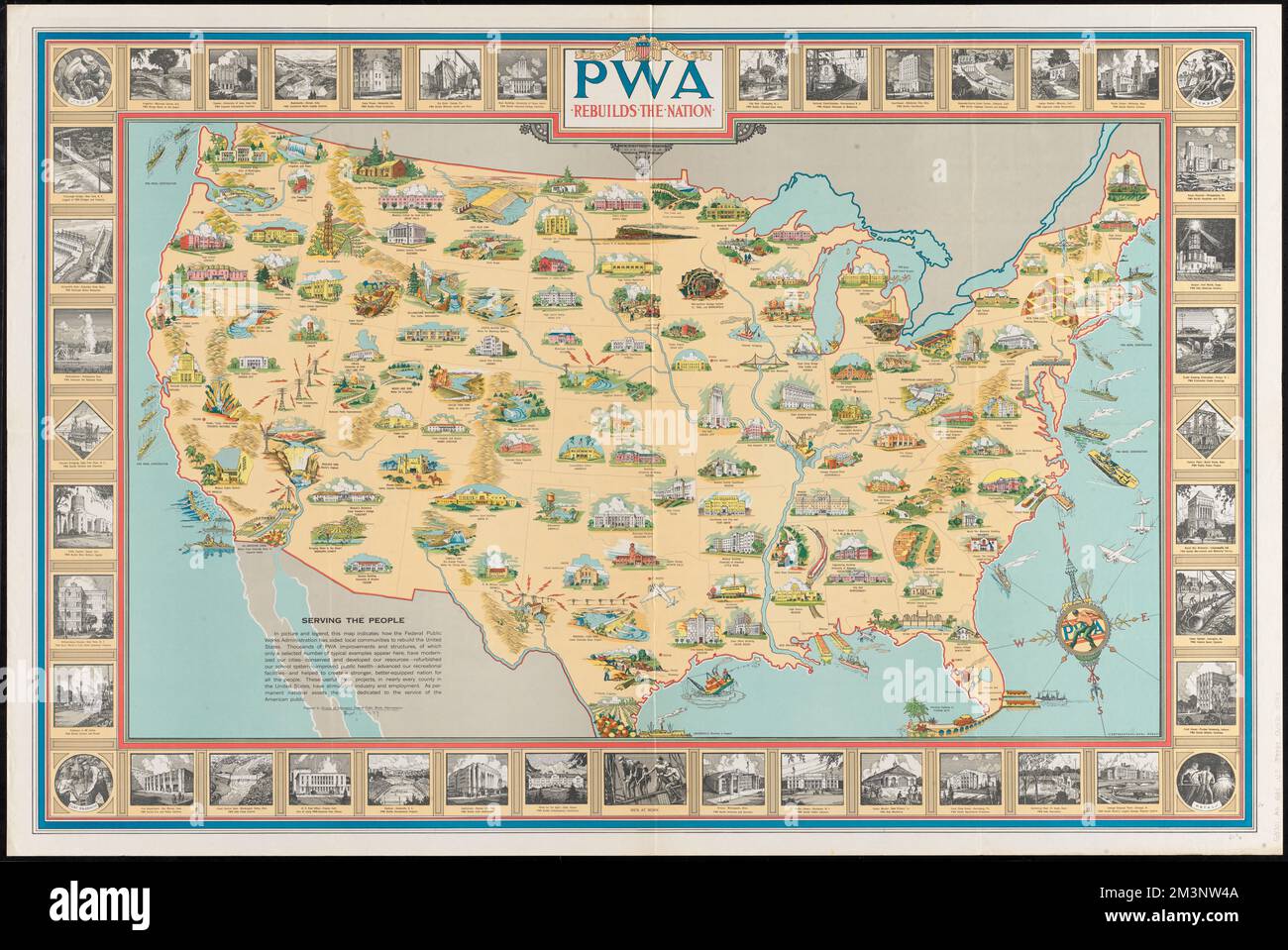 PWA rebuilds the nation United - Pwa Rebuilds The Nation United States Public Works Administration United States Maps United States History 1933 1945 Maps Pictorial Maps Norman B Leventhal Map Center Collection 2M3NW4A 