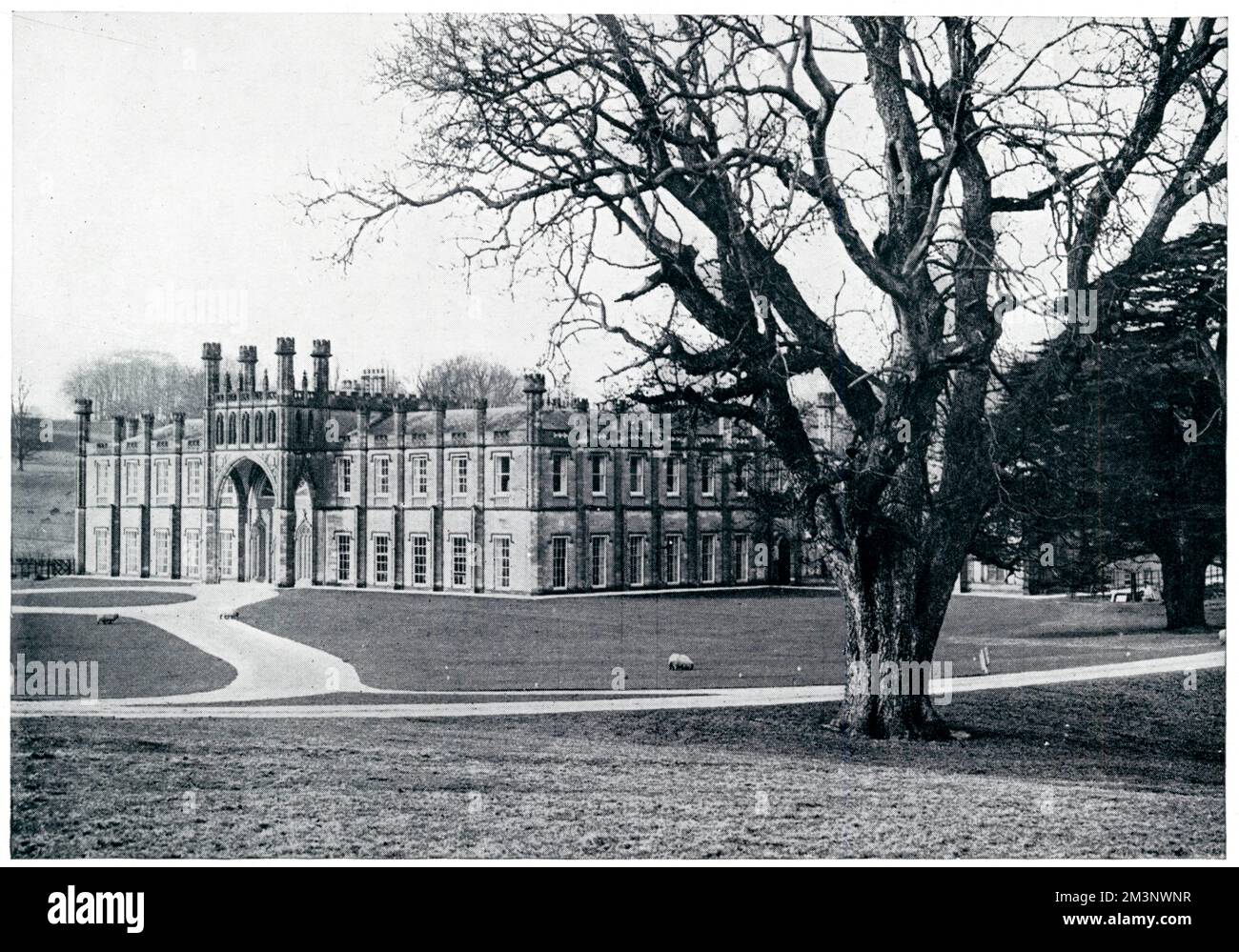 View of Donington Hall, near Derby, famous during the years 1914 - 1918 as an internment camp for German officers, taken over by the Government again in 1939 to serve the same purpose during World War Two.       Date: 1939 Stock Photo