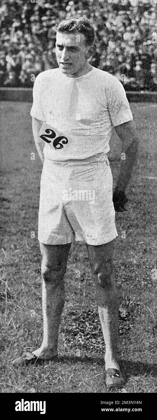 Harold Maurice Abrahams, CBE, (15 December 1899  14 January 1978), British athlete of Jewish origin. He was Olympic champion in 1924 in the 100 metres sprint, a feat depicted in the 1981 movie Chariots of Fire.         Date: 1924 Stock Photo