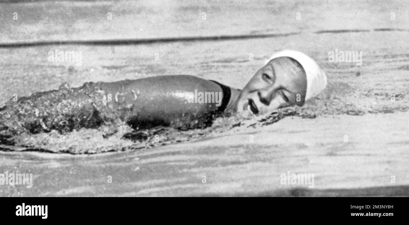 Helene Madison (June 19, 1913  November 27, 1970), American swimmer. She won gold medals in the 100m and 400m freestyle at the 1932 Los Angeles Olympic Games, becoming, along with Romeo Neri of Italy, the most successful athlete there.      Date: 1932 Stock Photo