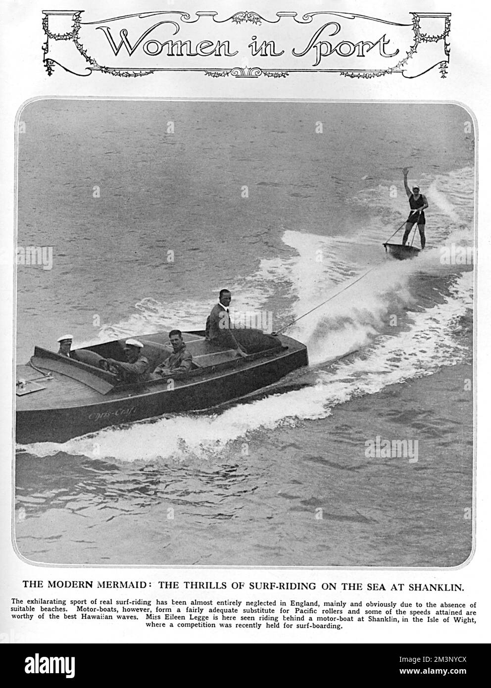 Miss Eileen Legge water skiing or surf riding at Shanklin Stock Photo