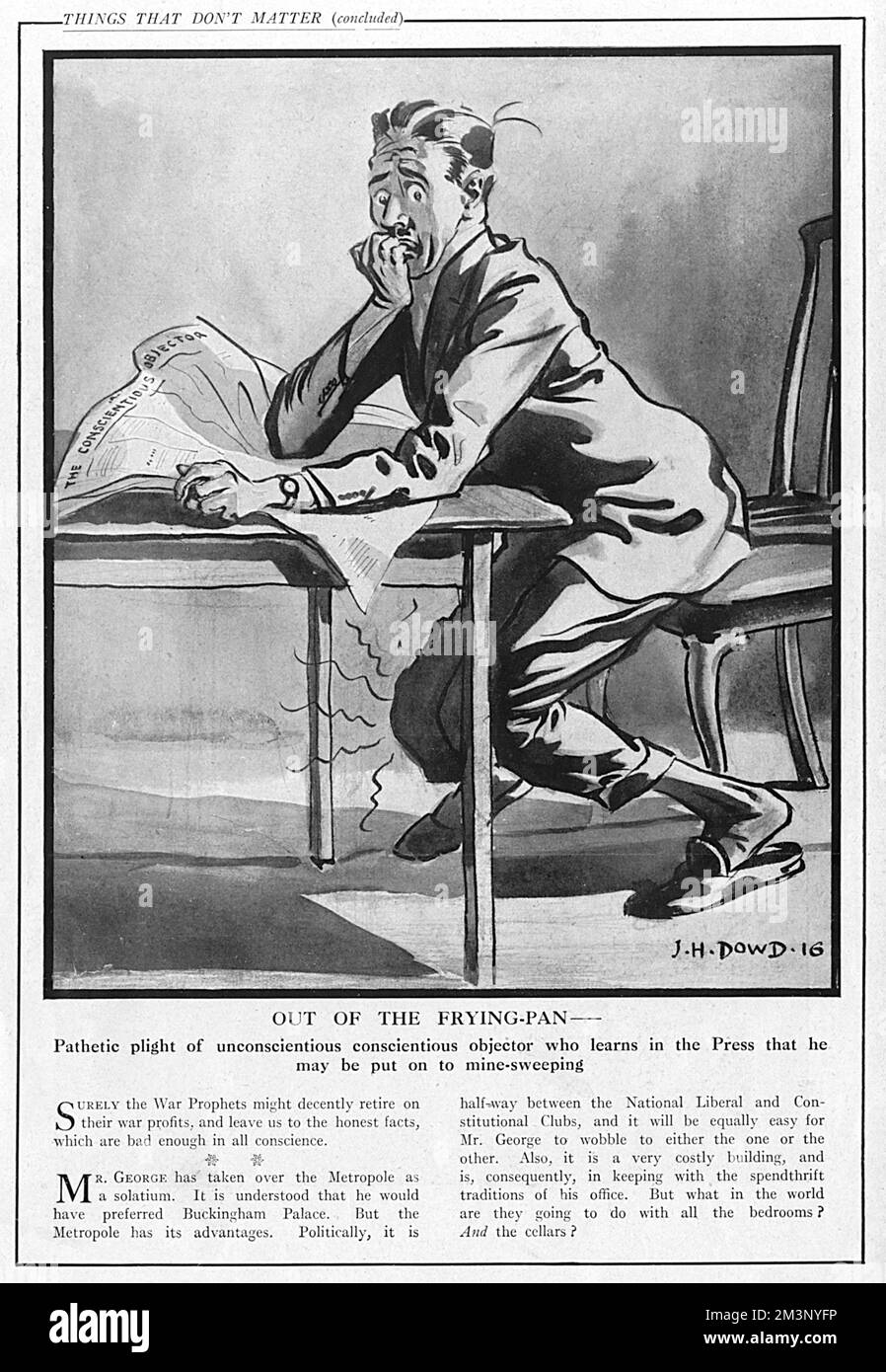 Conscientious objector cartoon, WWI Stock Photo