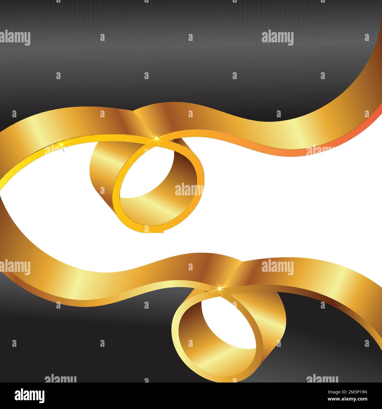 Decorative golden bow with long yellow ribbon isolated on background Stock Vector