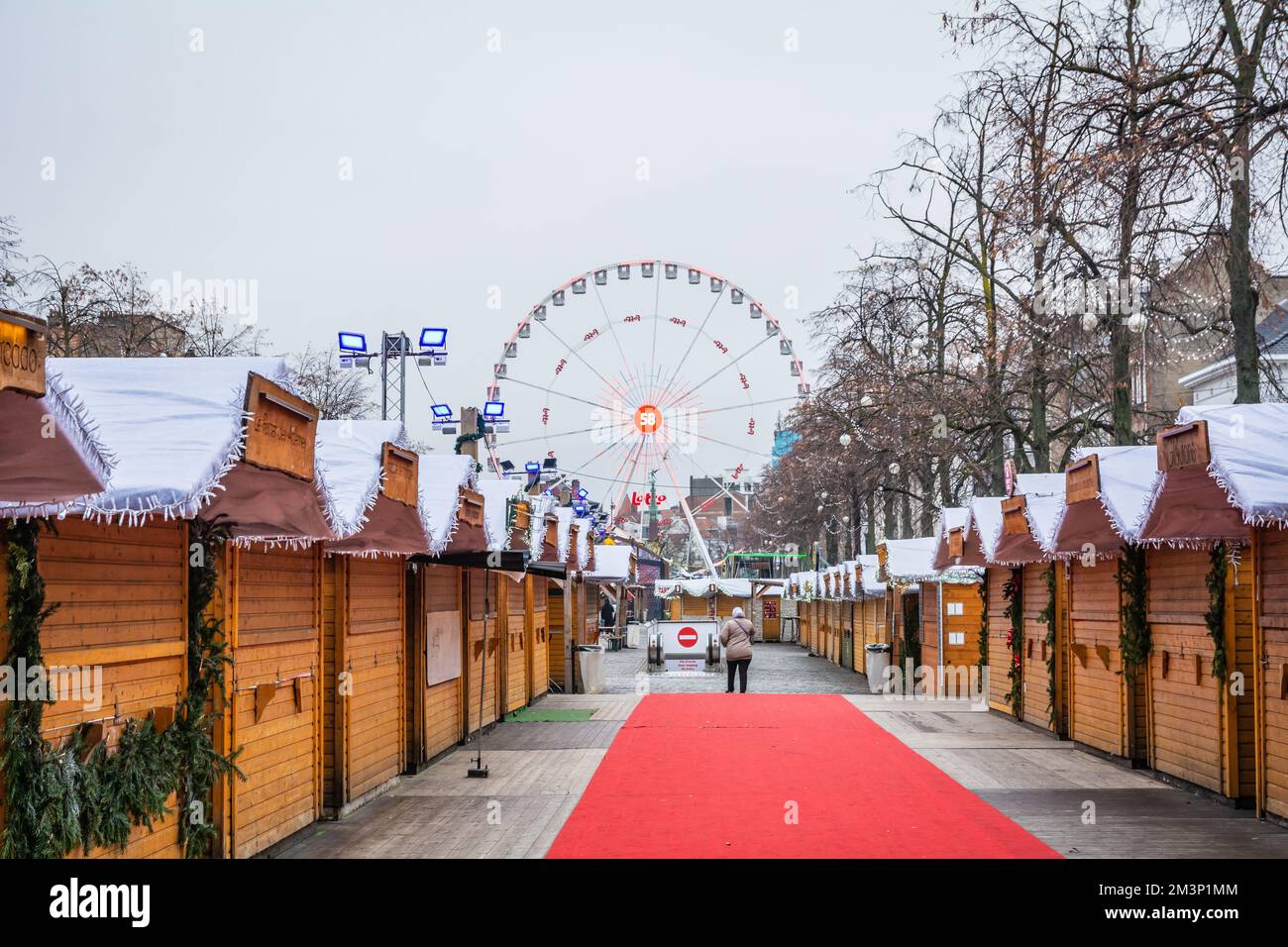 The ferris Wheel at the Christmas market at Place Sainte Catherine, Brussels, Belgium, Europe Stock Photo