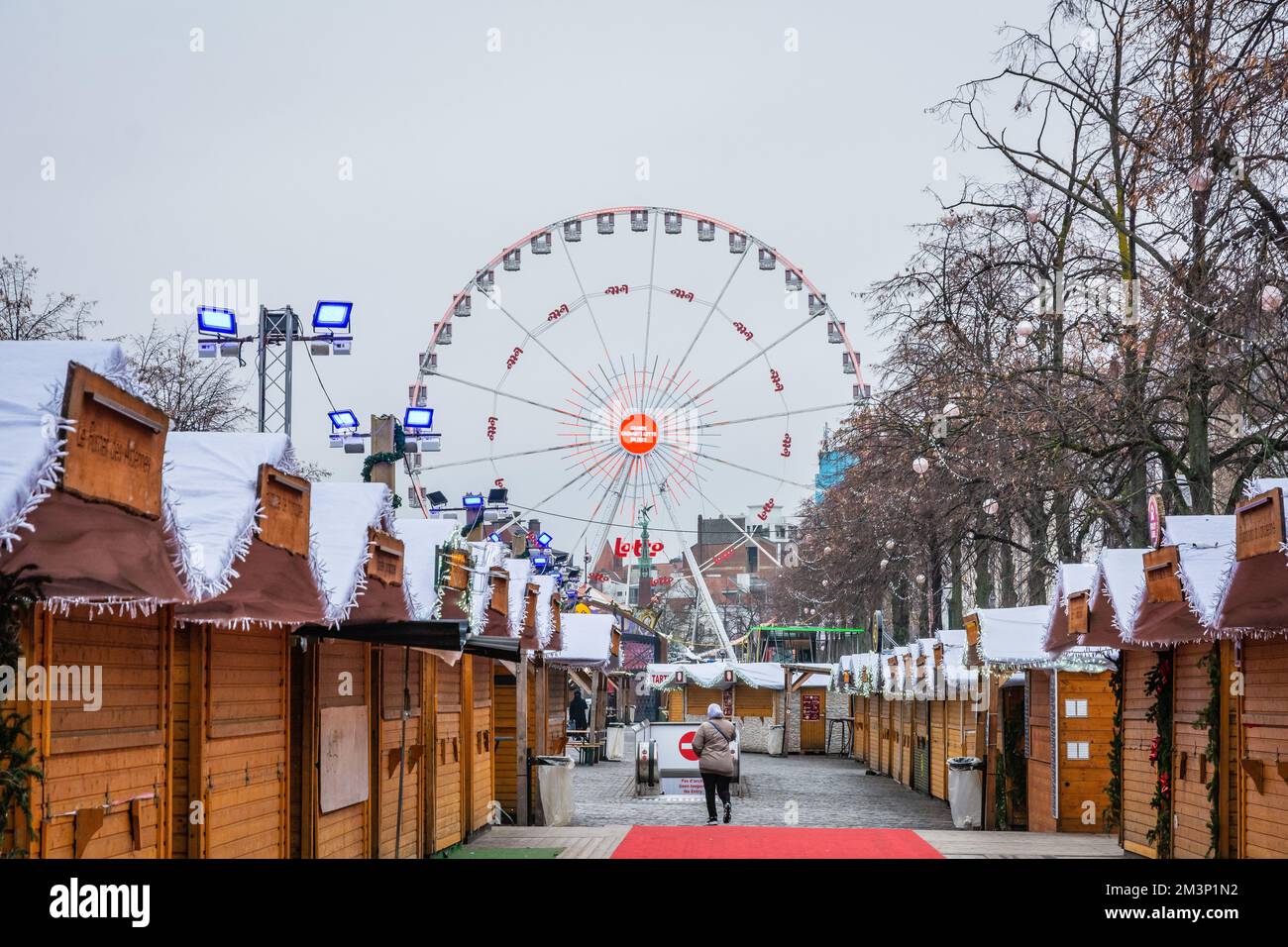 The ferris Wheel at the Christmas market at Place Sainte Catherine, Brussels, Belgium, Europe Stock Photo