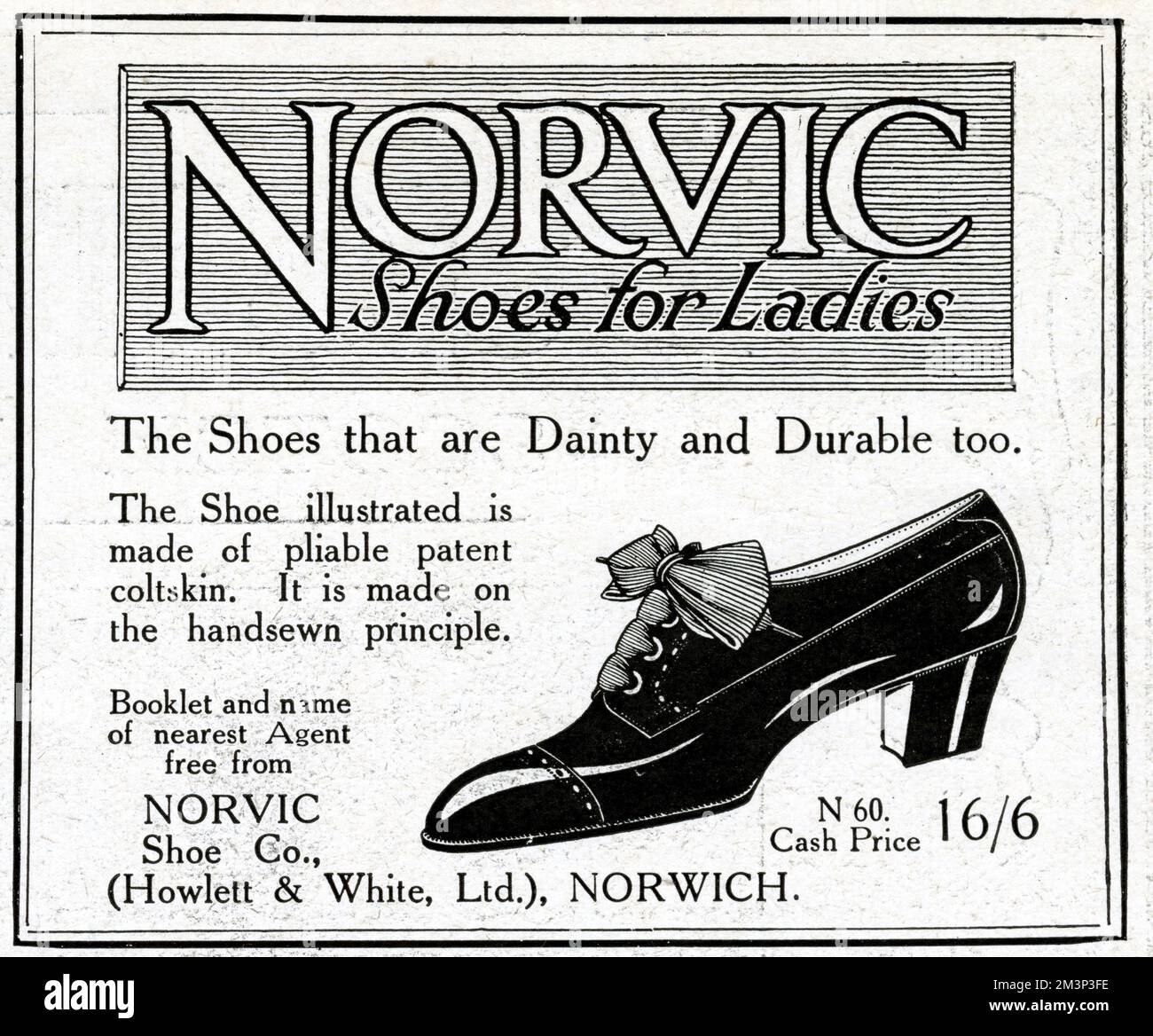 Advertisement for Norvic shoes for ladies 1914 Stock Photo