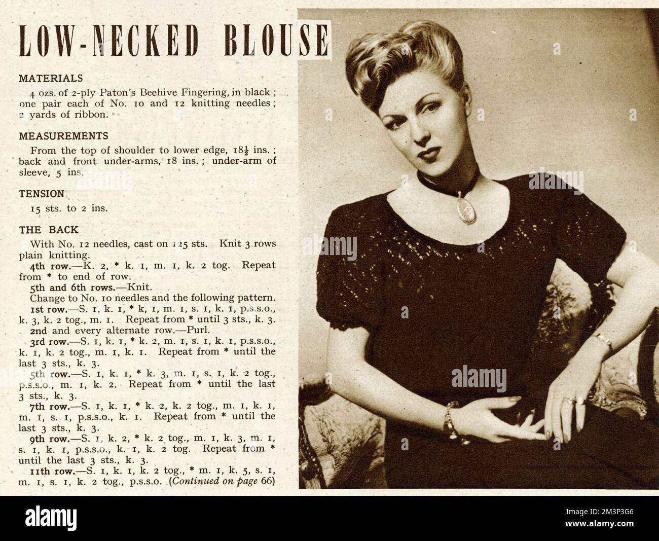 Knitting pattern 1945 Stock Photo - Alamy