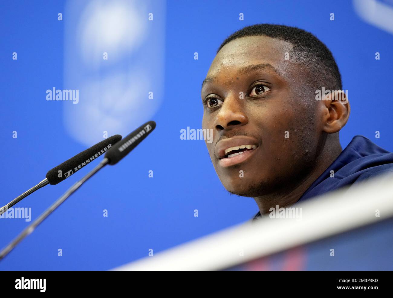 France's Randal Kolo Muani during a press conference at Al Sadd SC