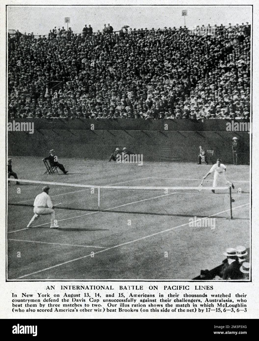 Davis Cup tennis match, McLoughlin v Brookes, New York Stock Photo