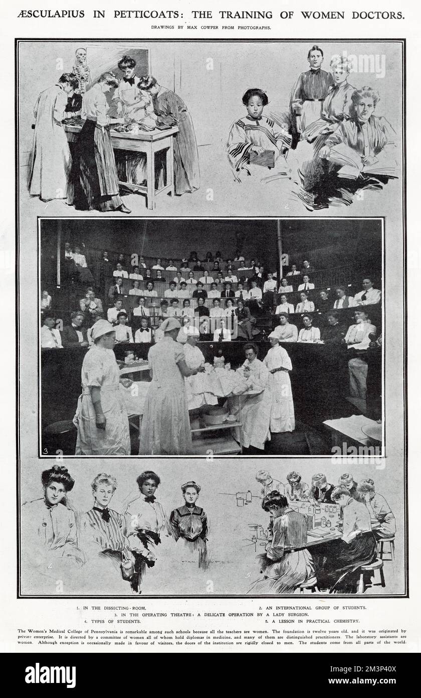 Women's Medical College of Pennsylvania, originally a private enterprise with women teachers, closed to men. Stock Photo