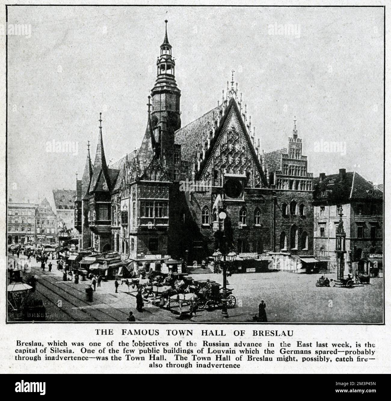 View of the famous medieval gothic style Town Hall in the market square