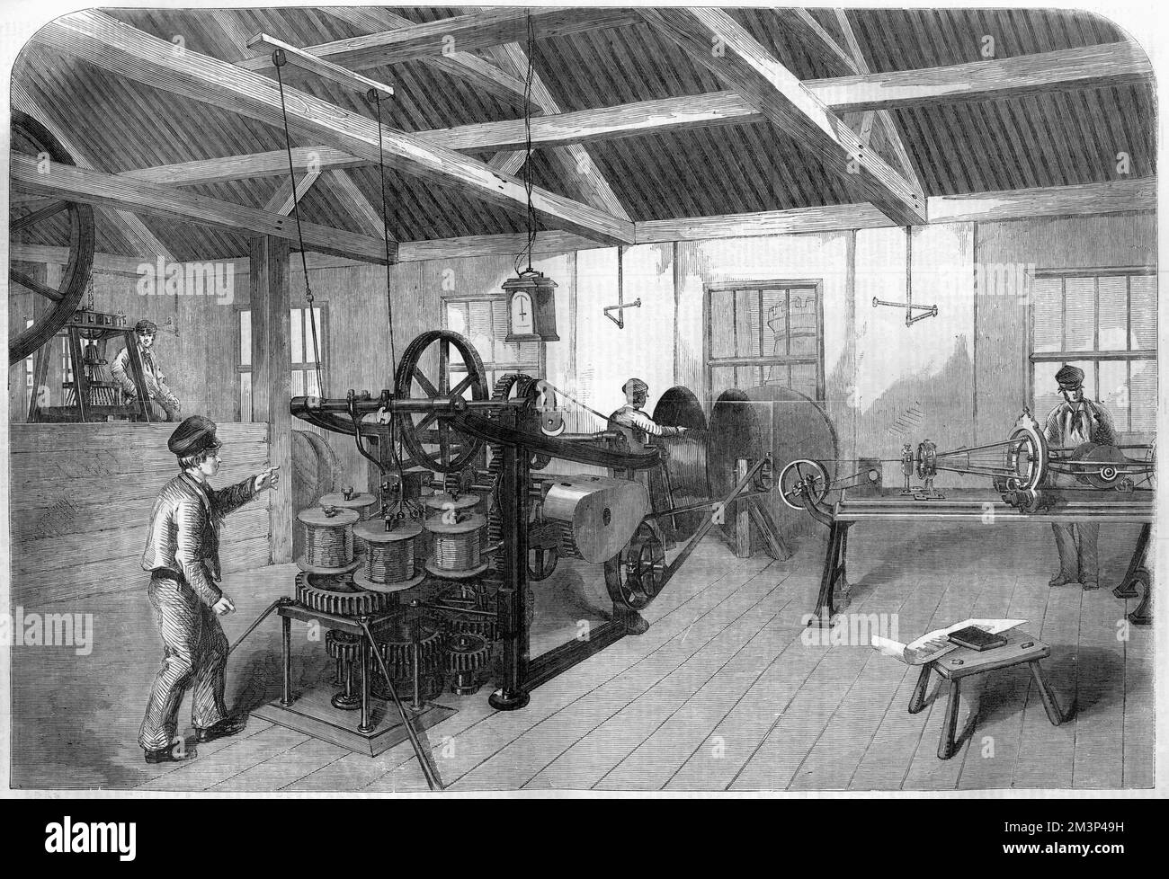 The manufacture of the Atlantic submarine cable at Glass, Elliott and Co.'s Works, East Greenwich, London  1857 Stock Photo
