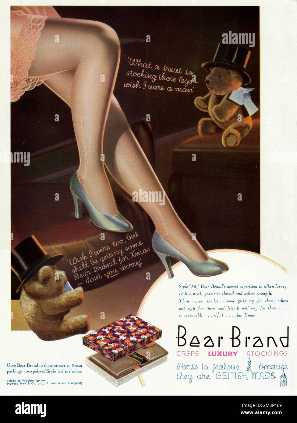 Bear Brand's newest expression in silken luxury.  Dull lustred, gossamer thread and softest strength.  1933 Stock Photo
