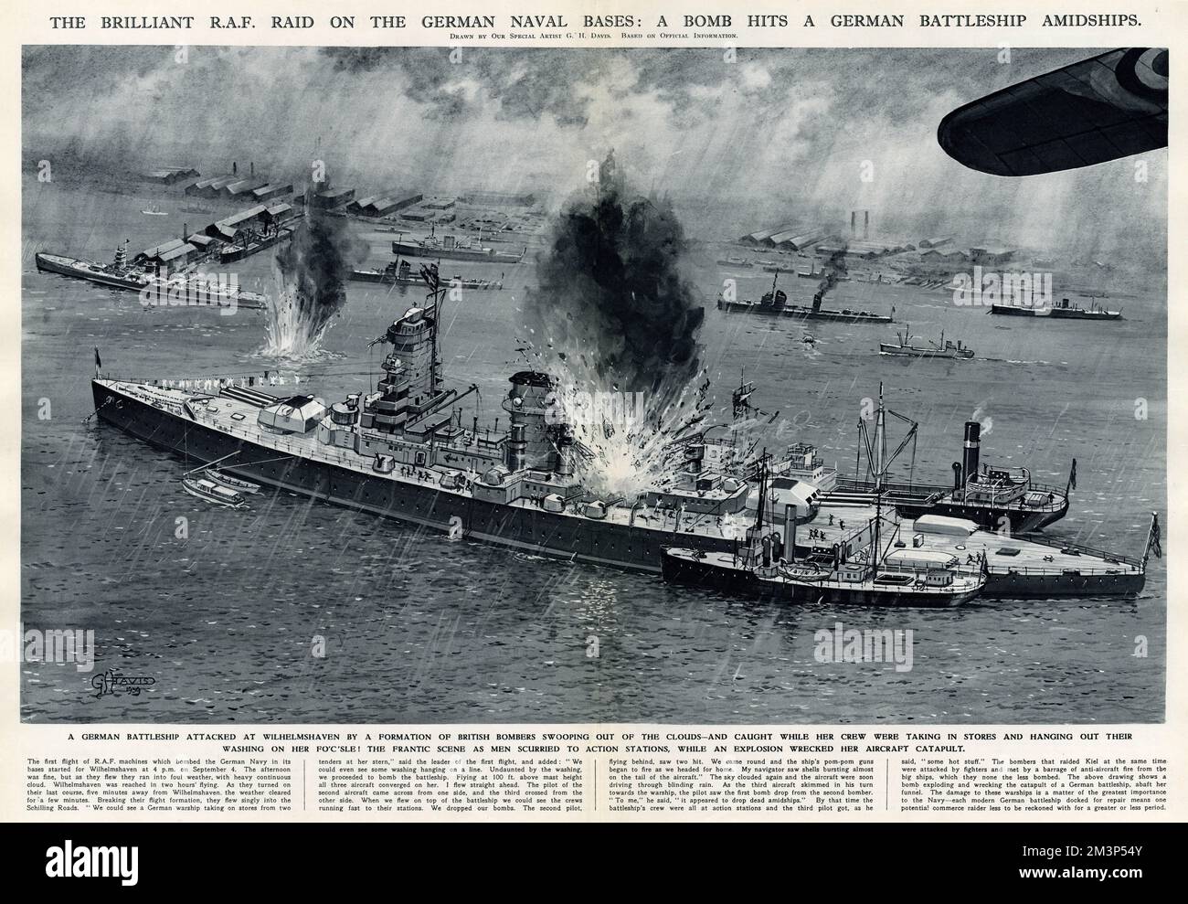 RAF raid on German navy bases by G. H. Davis Stock Photo