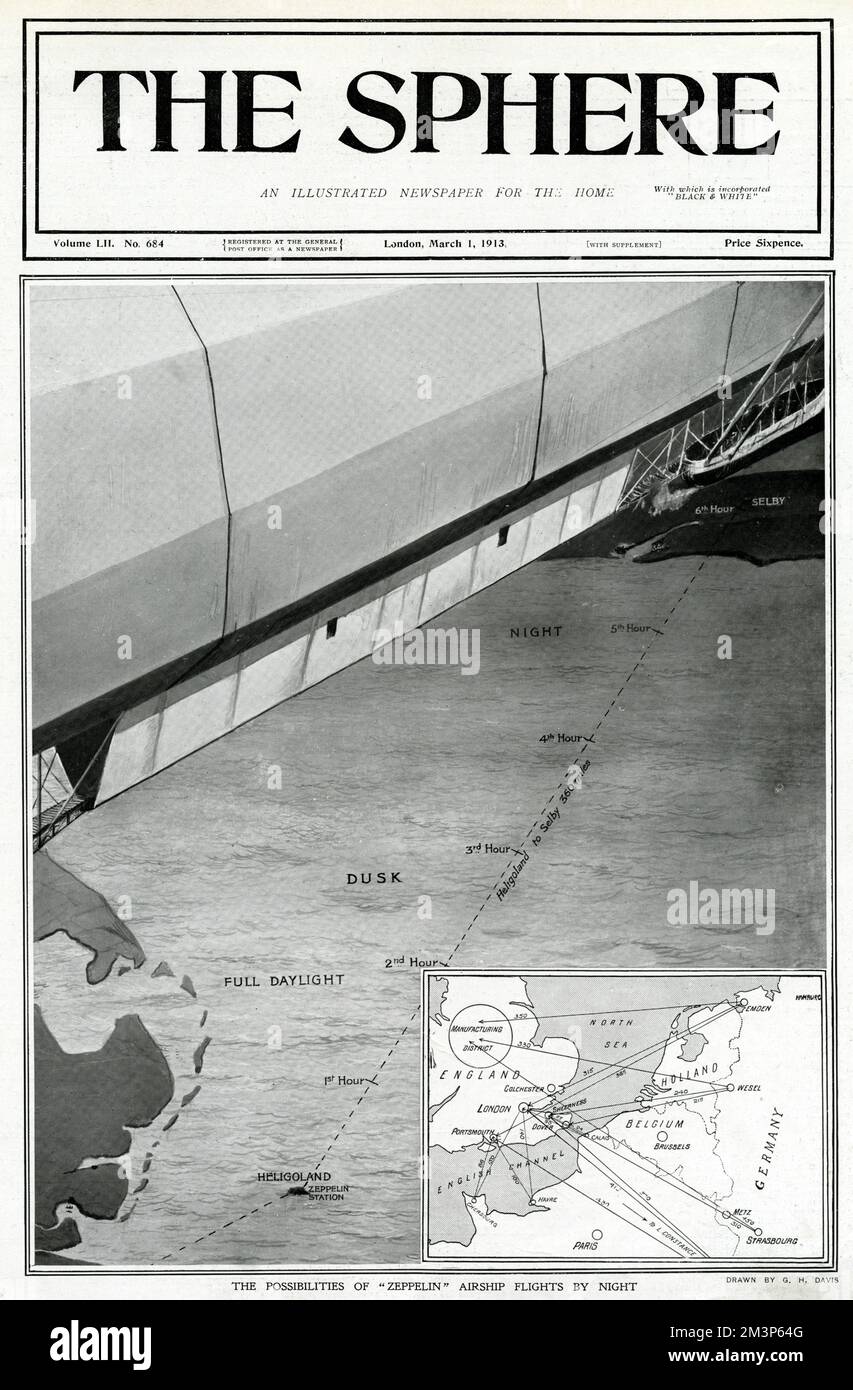 Zepplin Map Night flight map hi-res stock photography and images - Alamy