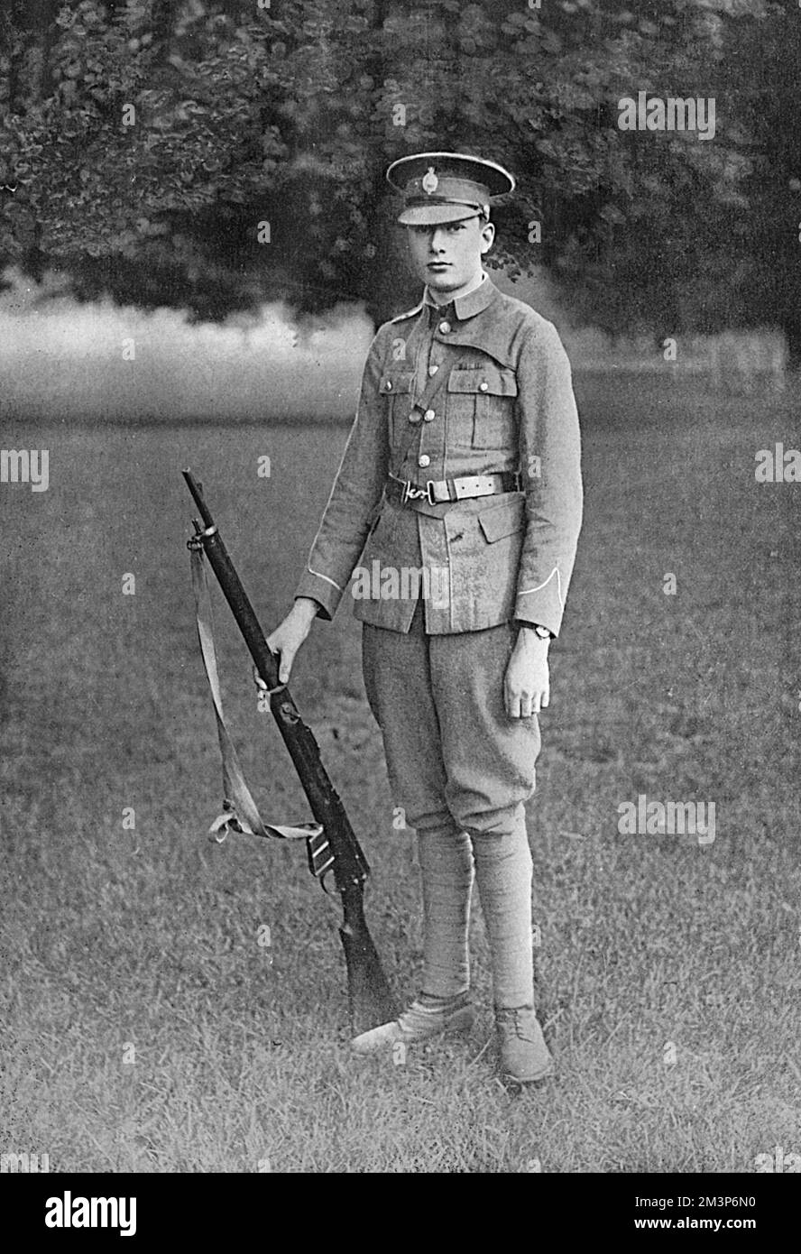 Prince Henry, later Duke of Gloucester (1900 - 1974), third son of King George V and Queen Mary, pictured as a private in the Eton College Officers Training Corps, where he was at camp at Tidworth.    1916 Stock Photo