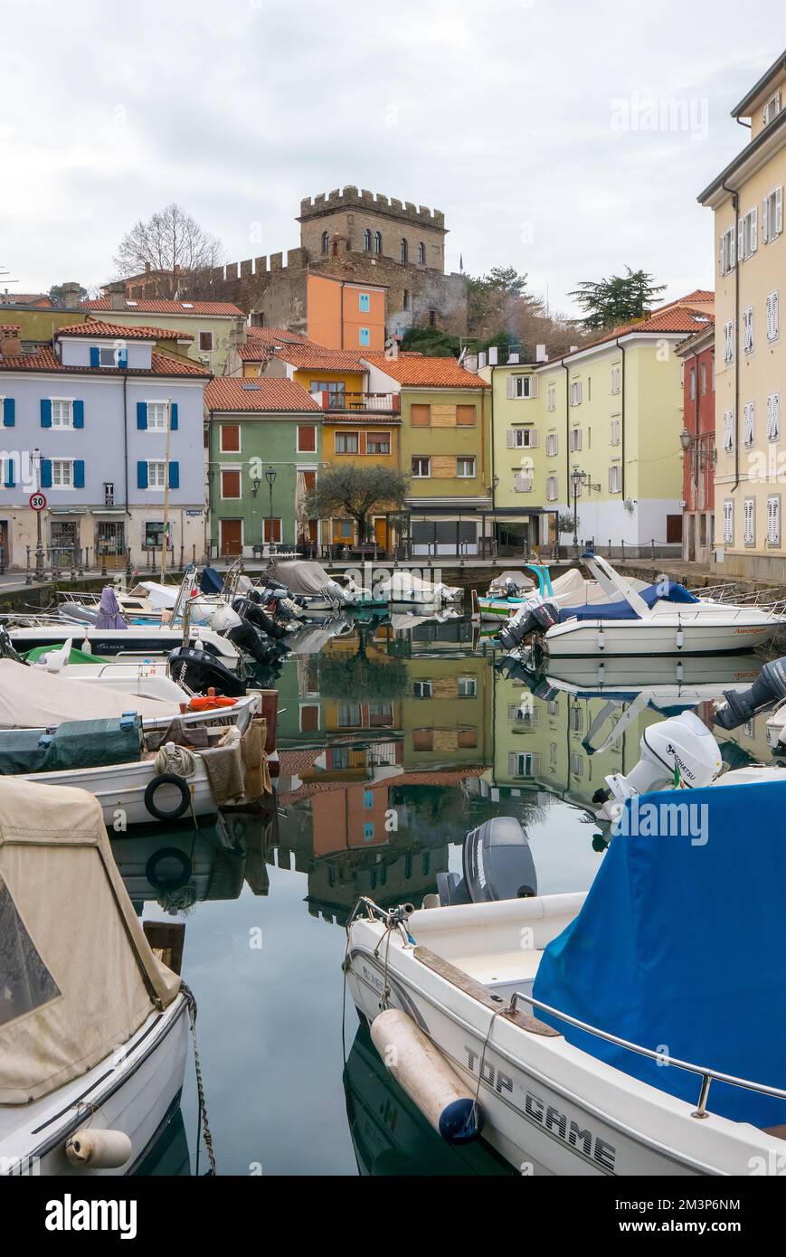 Muggia, Italy (8th December 2022) - The small port called Mandracchio in the historical center of the town Stock Photo