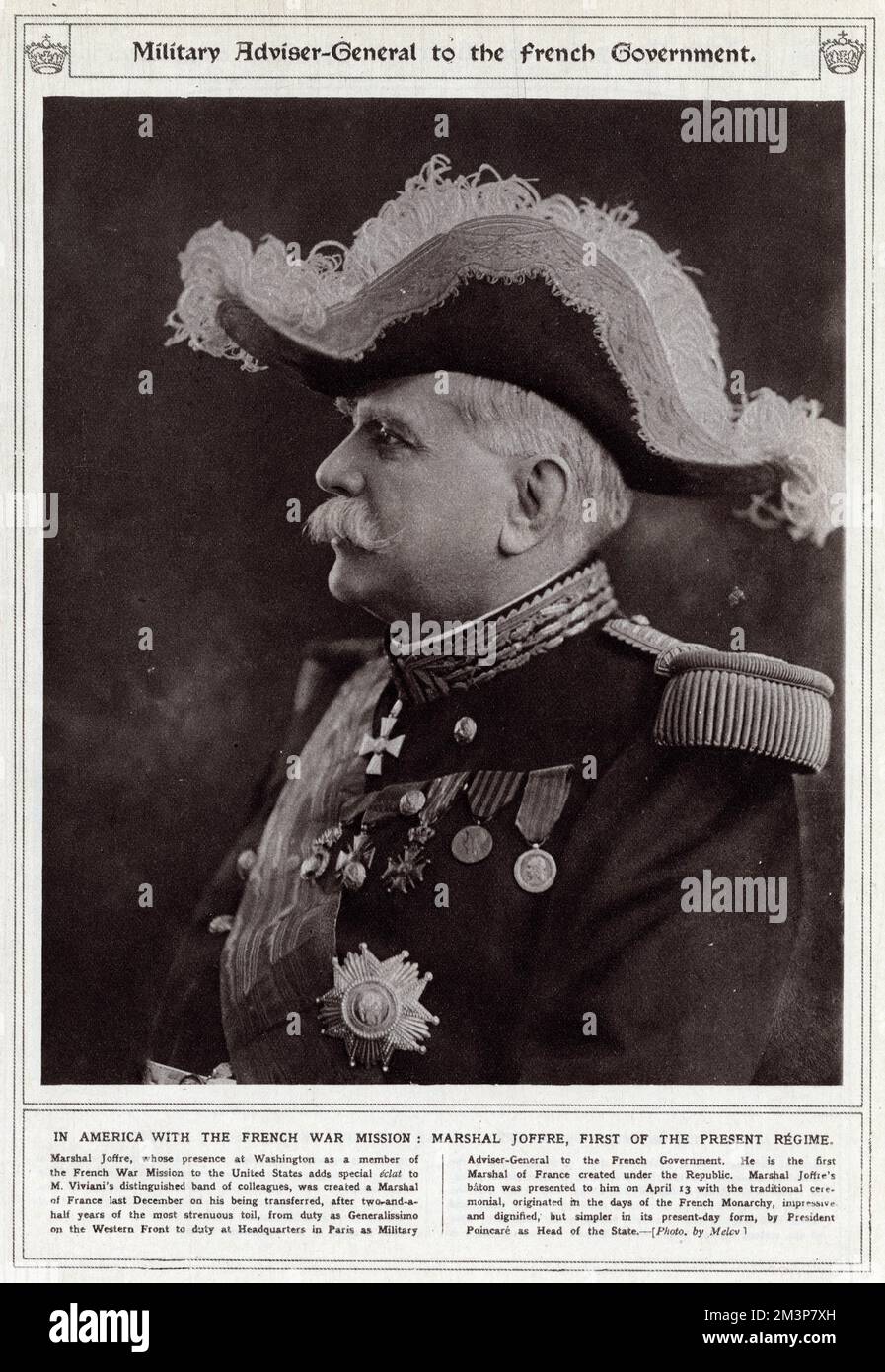 Marshal Joseph Jacques Cesaire Joffre (1852 - 1931), member of the French general staff at the outbreak of World War One.       Date: 1917 Stock Photo