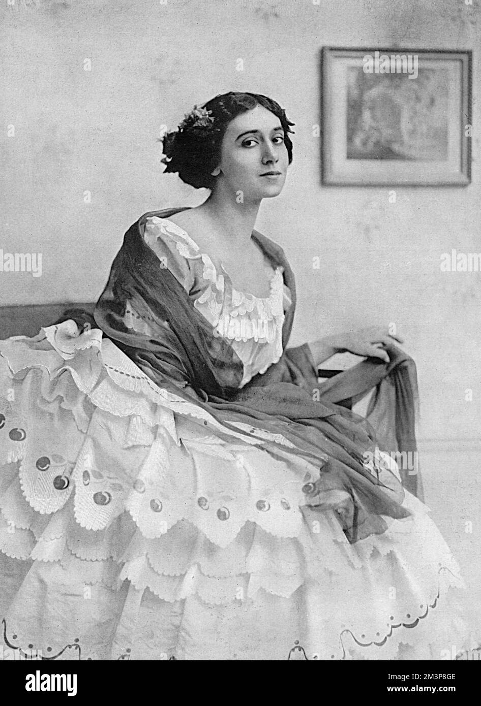 Tamara Karsavina (1885 - 1978), Russian ballerina, who danced at the Drury Lane theatre, London, from May to July 1914 in a season of opera and ballet overseen by Sir Joseph Beecham. She later married British diplomat Henry James Bruce and settled in London, assisting with the establishment of The Royal Ballet      Date: 1914 Stock Photo