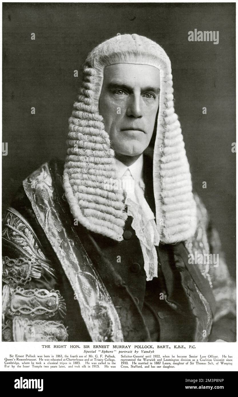 Ernest Pollock, 1st Viscount Hanworth (1861 - 1936), British Conservative politician, lawyer and judge. He served as Master of the Rolls from 1923 to 1935. Stock Photo