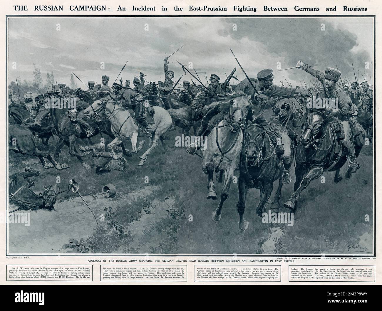 Russians fighting Germans 1914, World War One Stock Photo