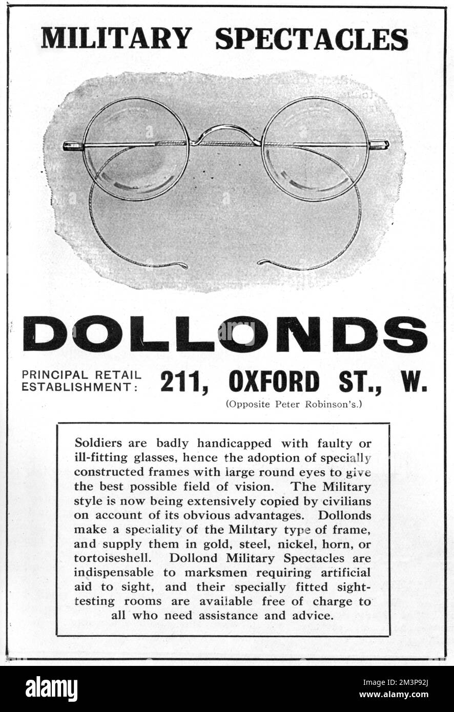 Specialist military spectacles with larger lenses and secure hooks, as