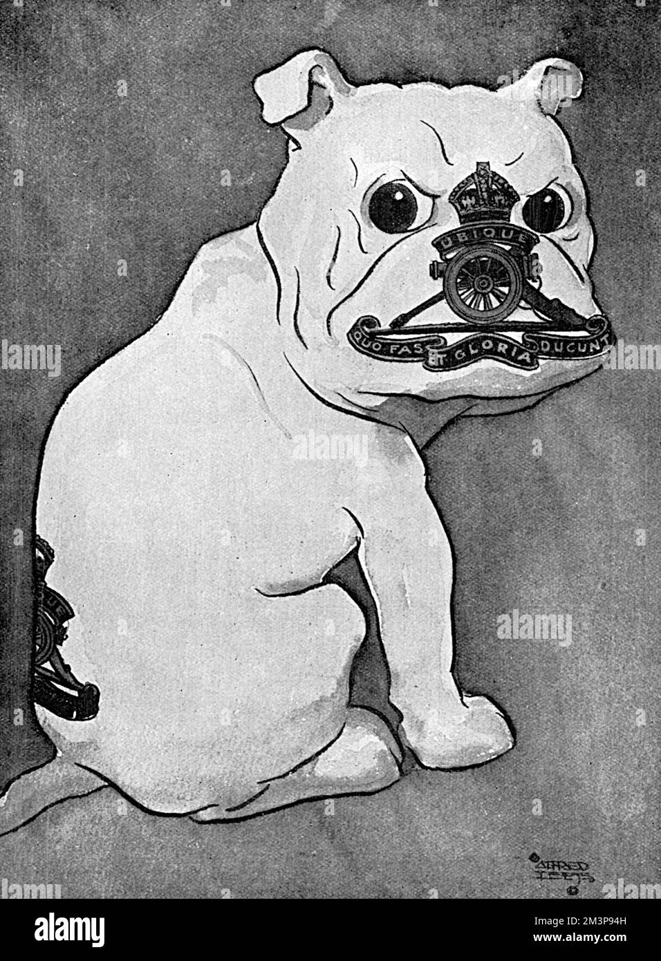 Masbadges!  Regimental mascots and badges in one!  No. 10 The bulldog of the Royal Artillery.       Date: 1918 Stock Photo