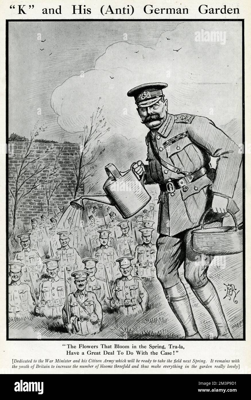 Cartoon, 'K' and His (Anti) German Garden, showing Lord Kitchener ...