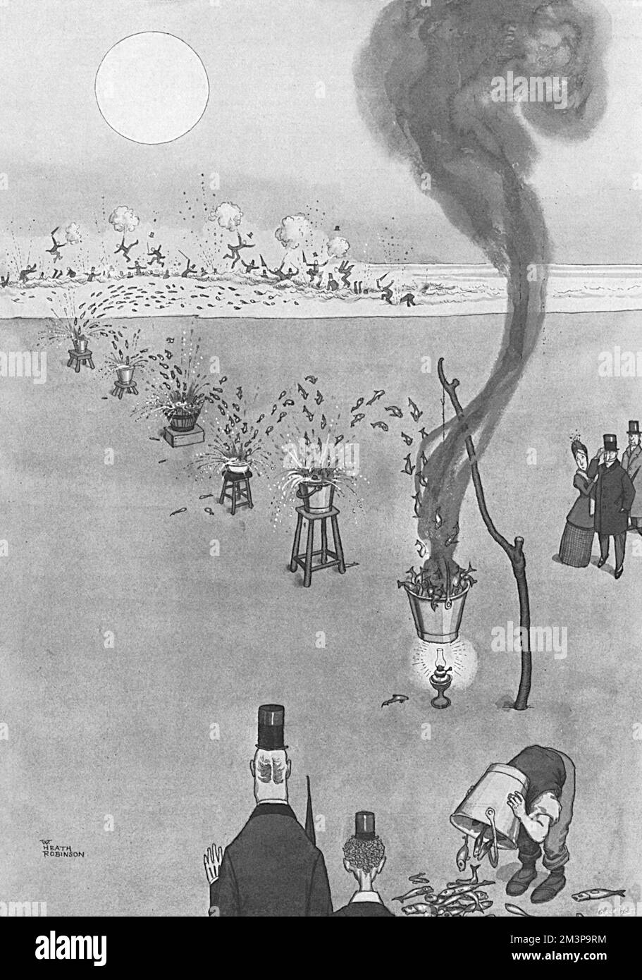 Drawing Red Herrings by Heath Robinson Stock Photo Alamy