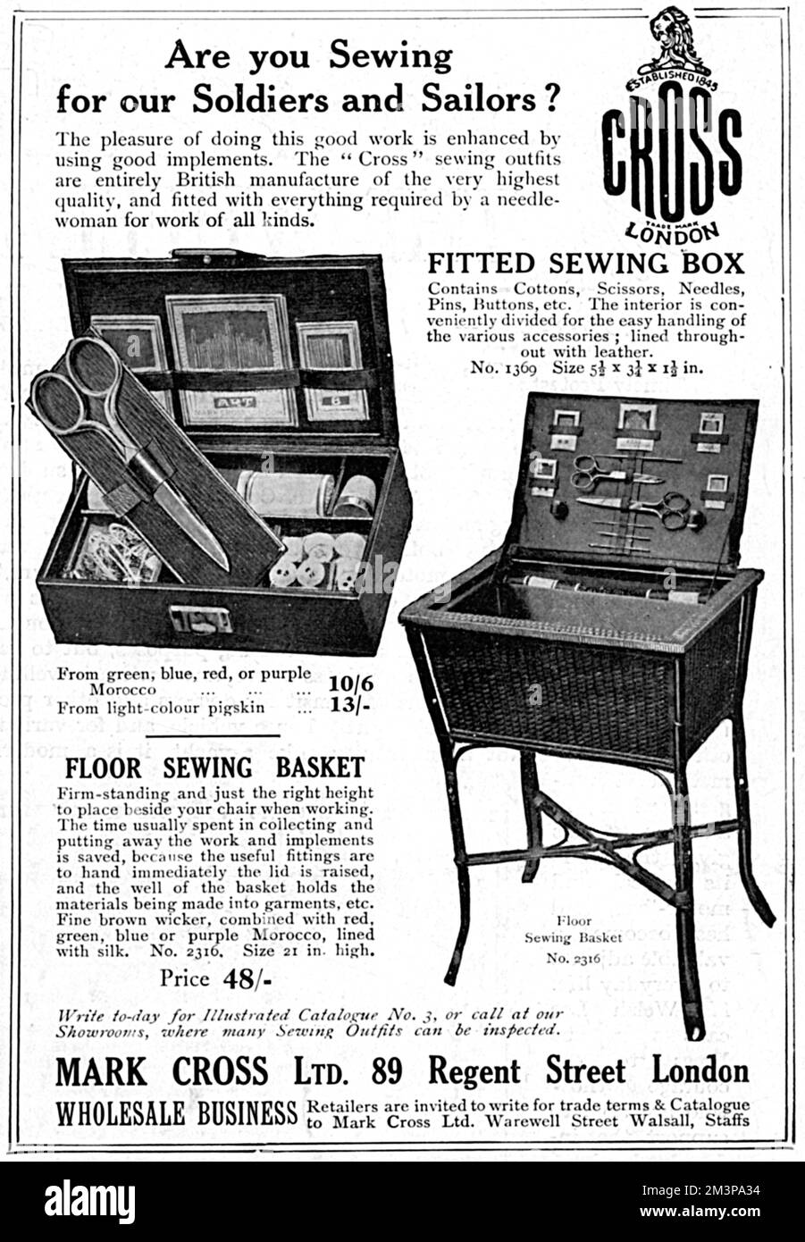 Fitted sewing box and a floor standing sewing box, available from Mark