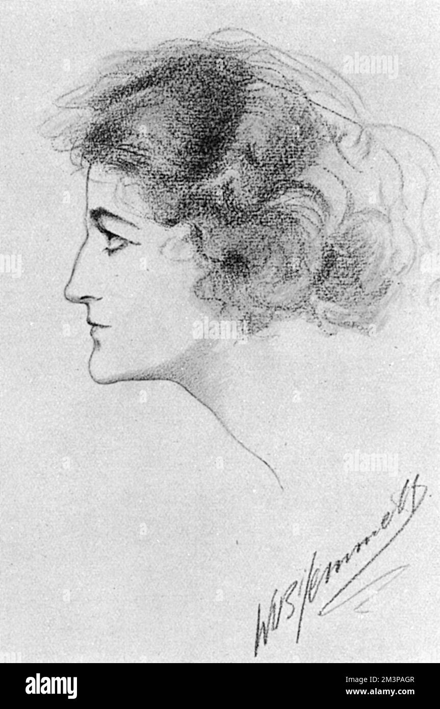 French actress and singer, Alice Delysia (1889-1979), born Alice Henriette Lapize,, as pictured in a pencil portrait by Lieutenant W. B. Jemmett who, reports the Tatler, 'in addition to being a clever artist claims the distinction of being the tallest officer in the whole British army, his height being 6 ft 10in.'  The actress was at the time starring in Carminetta at the Prince of Wales' Theatre in London.      Date: 1918 Stock Photo