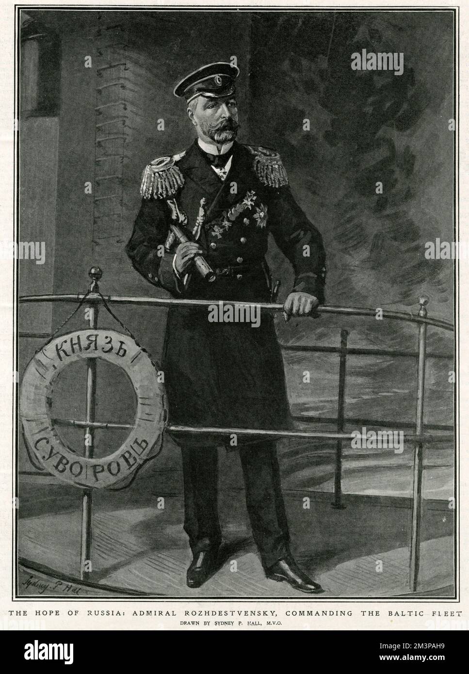 Zinovy Petrovich Rozhestvensky (1848  1909), admiral of the Imperial Russian Navy.  1905 Stock Photo