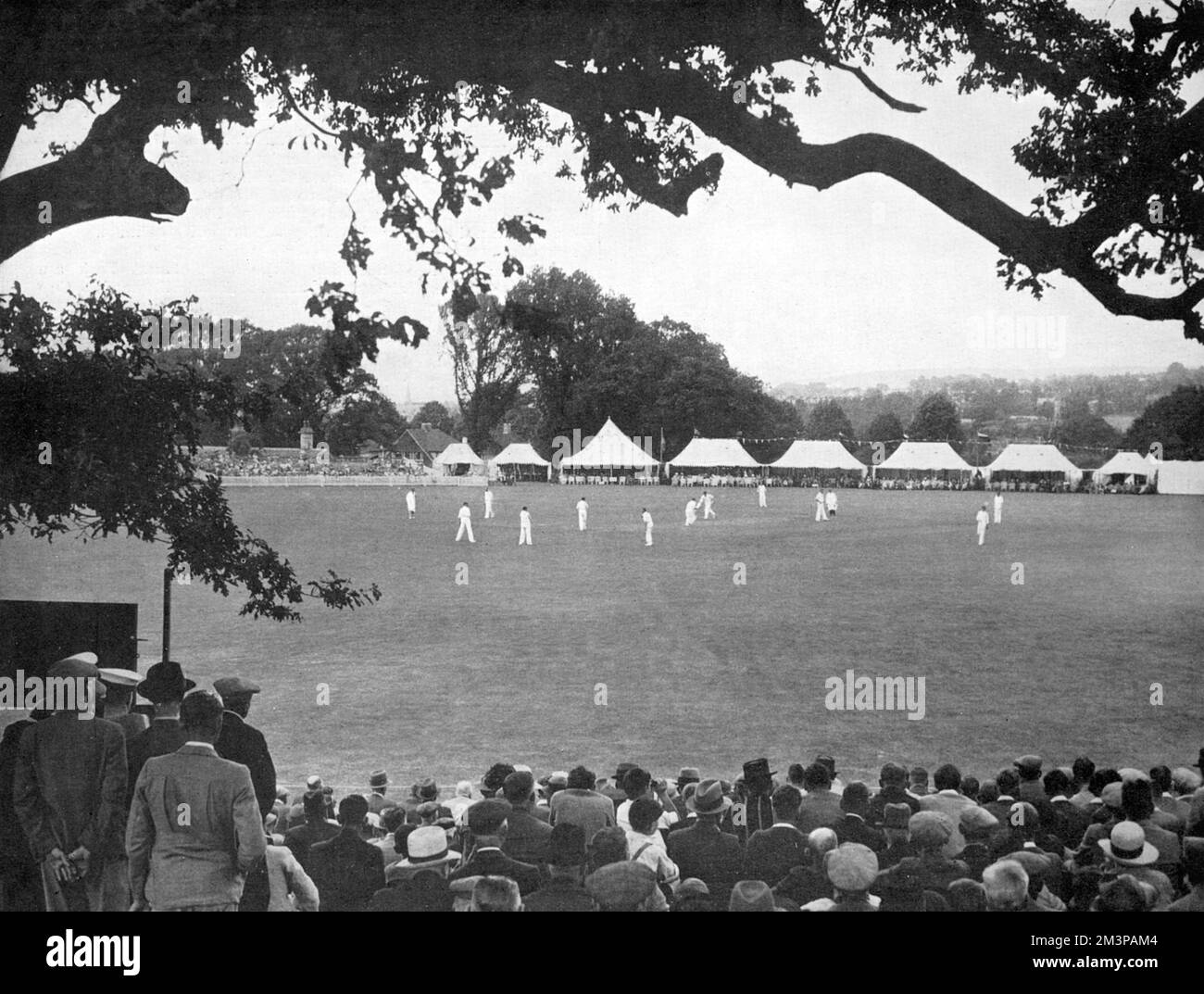 Kent playing Sussex during the annual Maidstone festival week at the Mote Park Ground. The ground was used by Kent for the annual cricket week until the end of 2005     Date: July 1937 Stock Photo