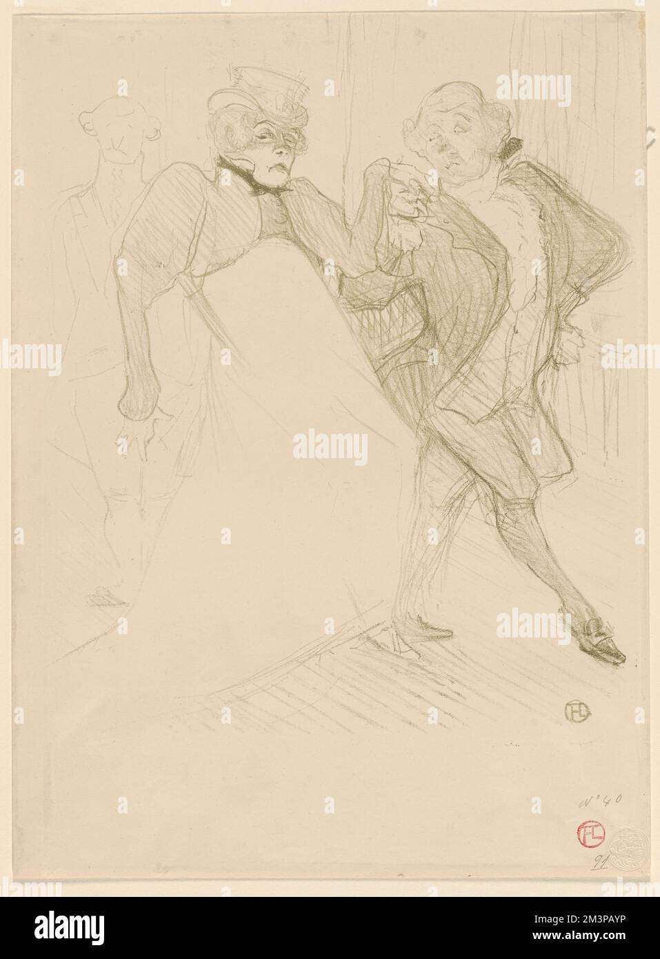 Réjane et Galipaux: Dans Madame sans-Gêne , Actors, Actresses, Réjane, 1856-1920, Galipaux, Félix, 1860-1931. Henri de Toulouse-Lautrec (1864-1901). Prints and Drawings Stock Photo