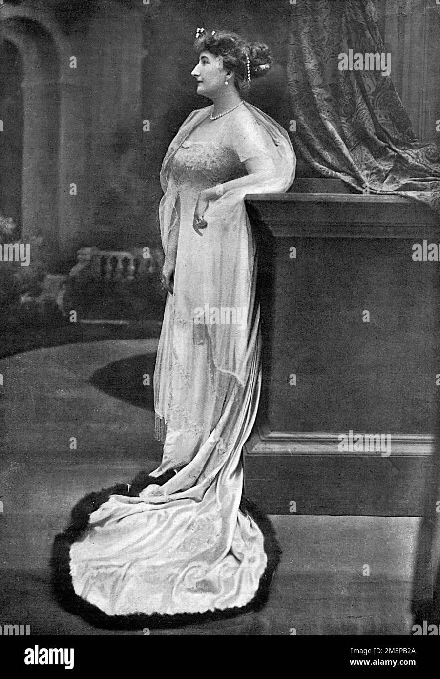 Princess Clementine of Belgium (1872 - 1955), daughter of King Leopold II , and wife of Prince Victor Napoleon, pictured in The Bystander at the time she had given birth to a son and heir.  Her husband was a direct descendent of Jerome Bonaparte, youngest brother of Napoleon I. Stock Photo