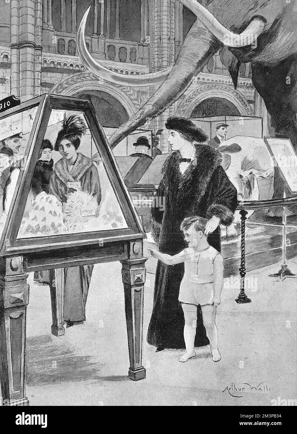 Lady Scott with her son Peter at Natural History Museum Stock Photo