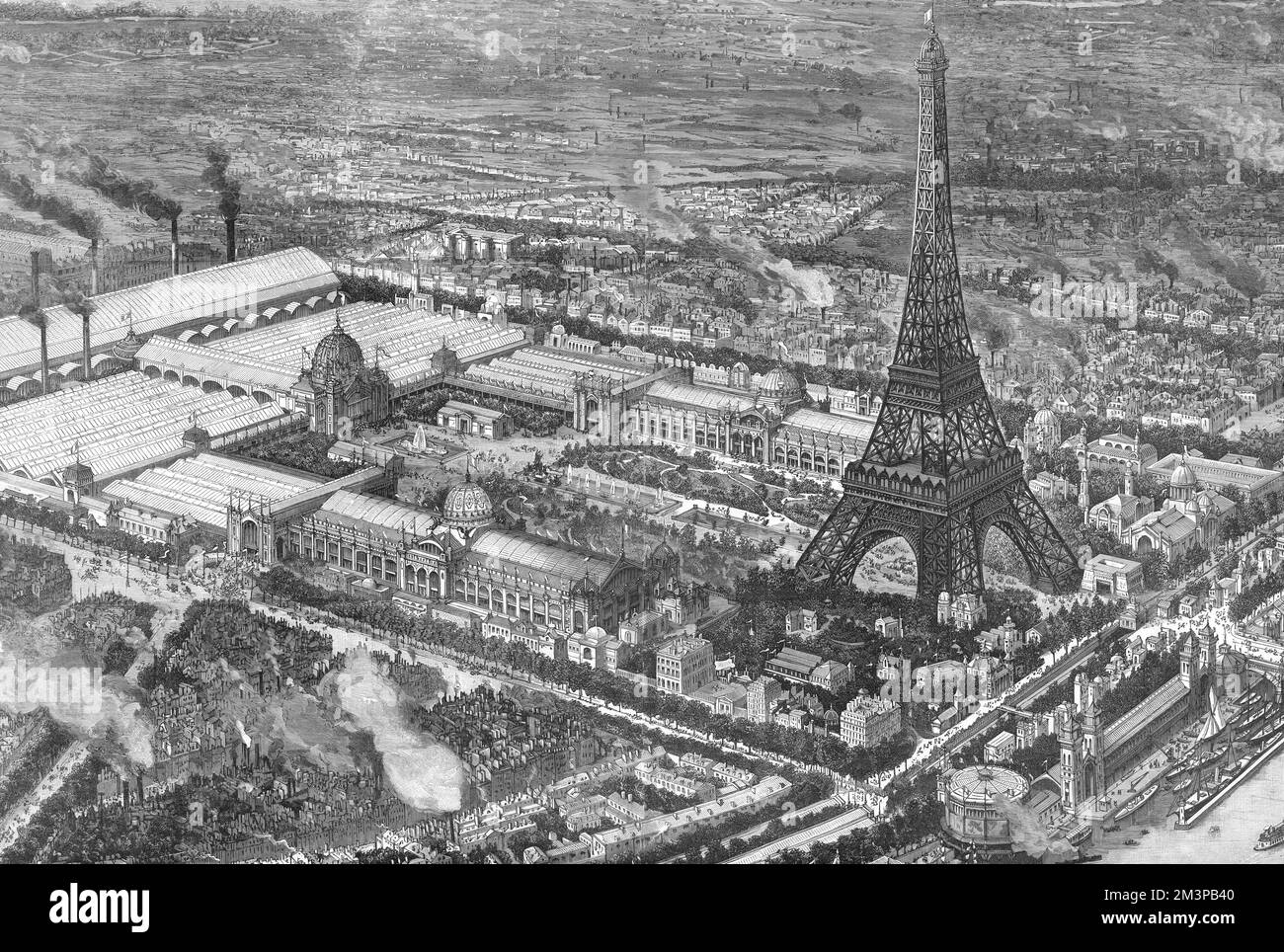 Bird's Eye view of the Paris Exhibition buildings and grounds including