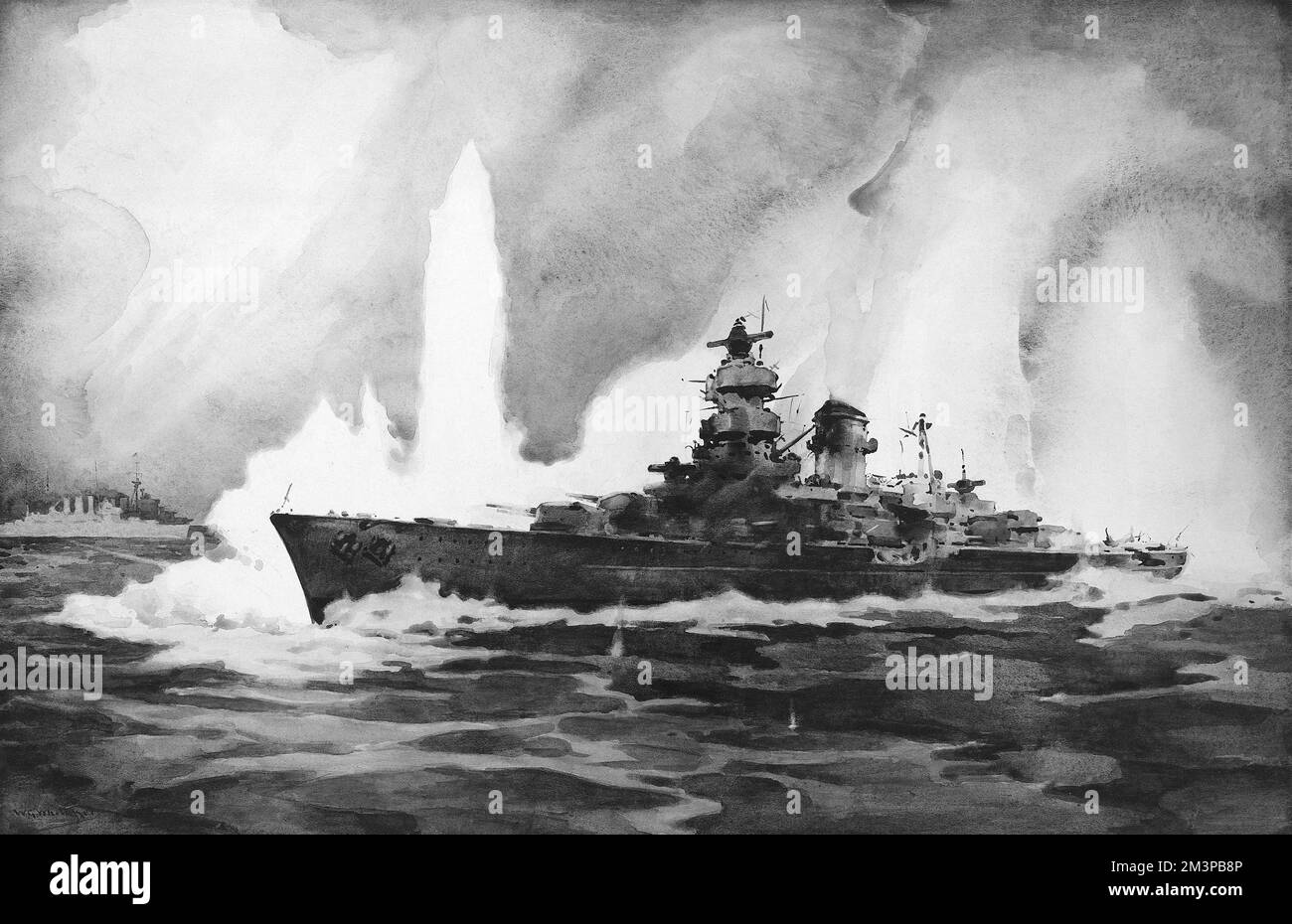 The German battleship, Bismarck.  The ship was sunk on 27 May 1941 in battle with British naval forces.      Date: 1941 Stock Photo