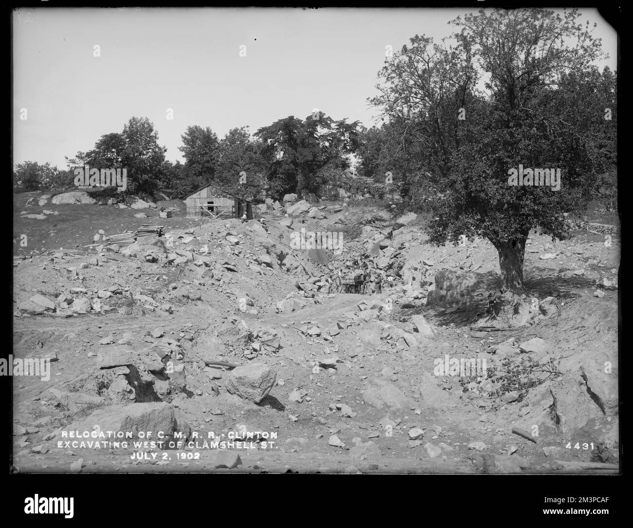 Relocation Central Massachusetts Railroad, excavating west of Clamshell