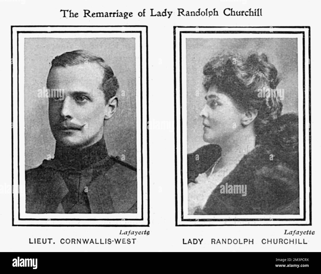 The remarriage of Lady Randolph Churchill(1854-1921) to Lieutenant George Cornwall-West(1874-1951) in 1900.     Date: 1900 Stock Photo