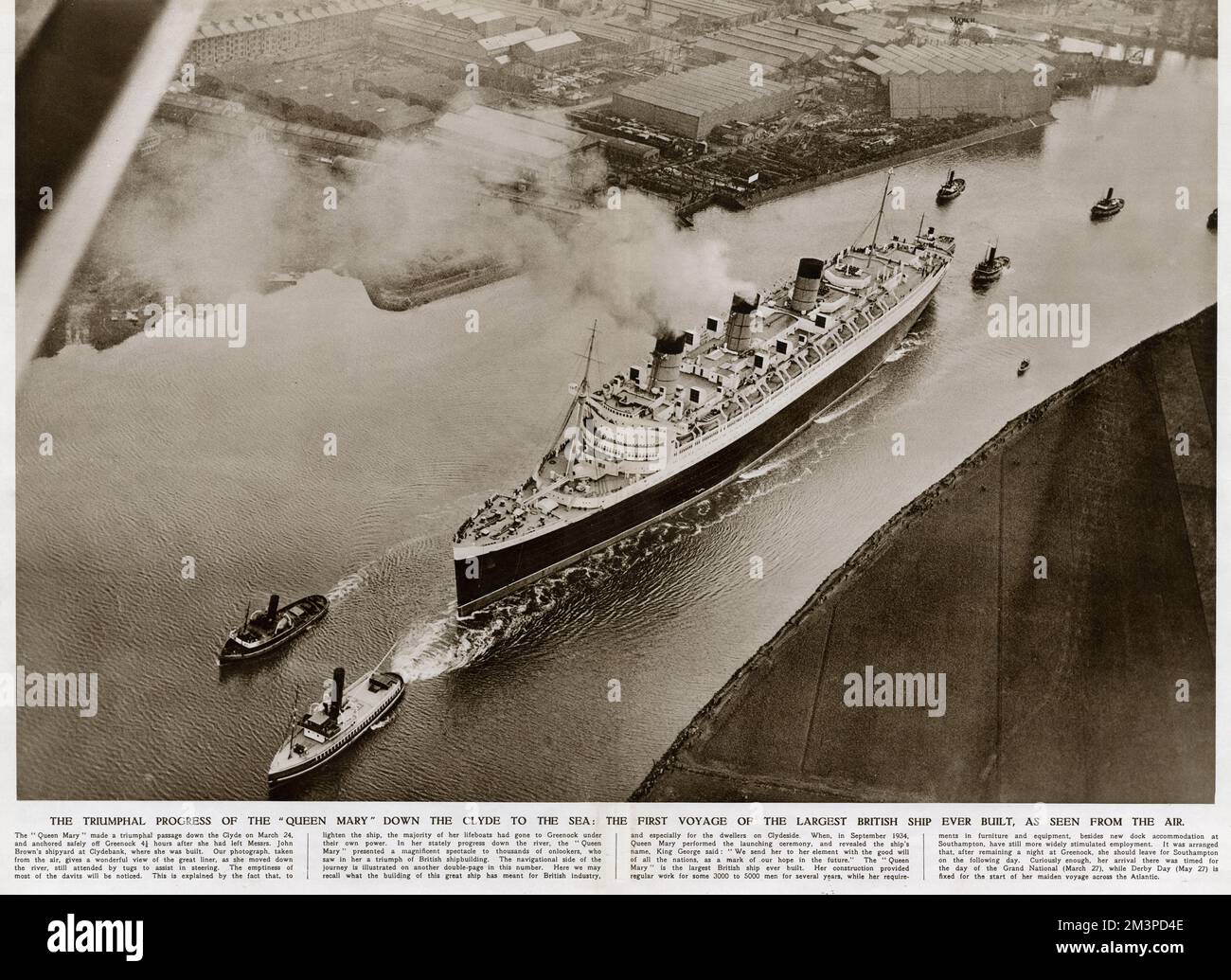 'Queen Mary' Ocean Liner, down the river Clyde Stock Photo