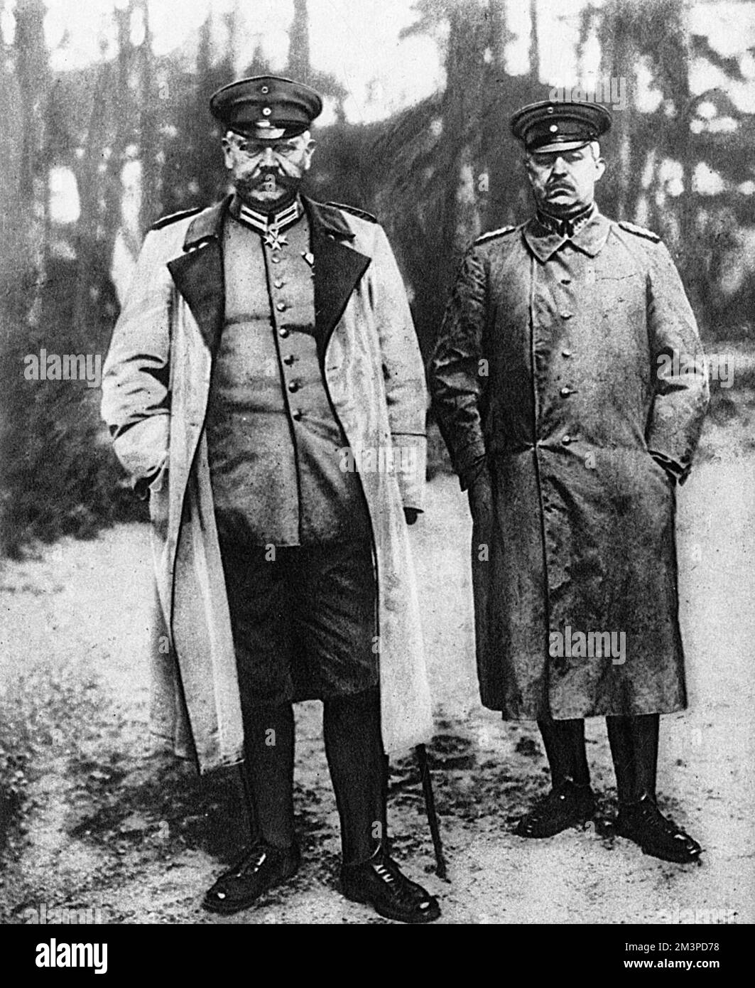 Photograph of Marshal Paul von Hindenburg (1847-1934) with his Chief of Staff and Chief Advisor Lieutenant-General Erich von Ludendorff (1865-1937) - photographed in 1916     Date: 1916 Stock Photo